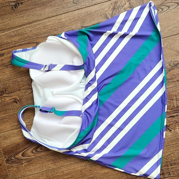 Lands End Plus Striped Tankini,  Bottoms, and Skirted Bottom 3 Pc Set EUC 🏖 - Picture 4 of 15